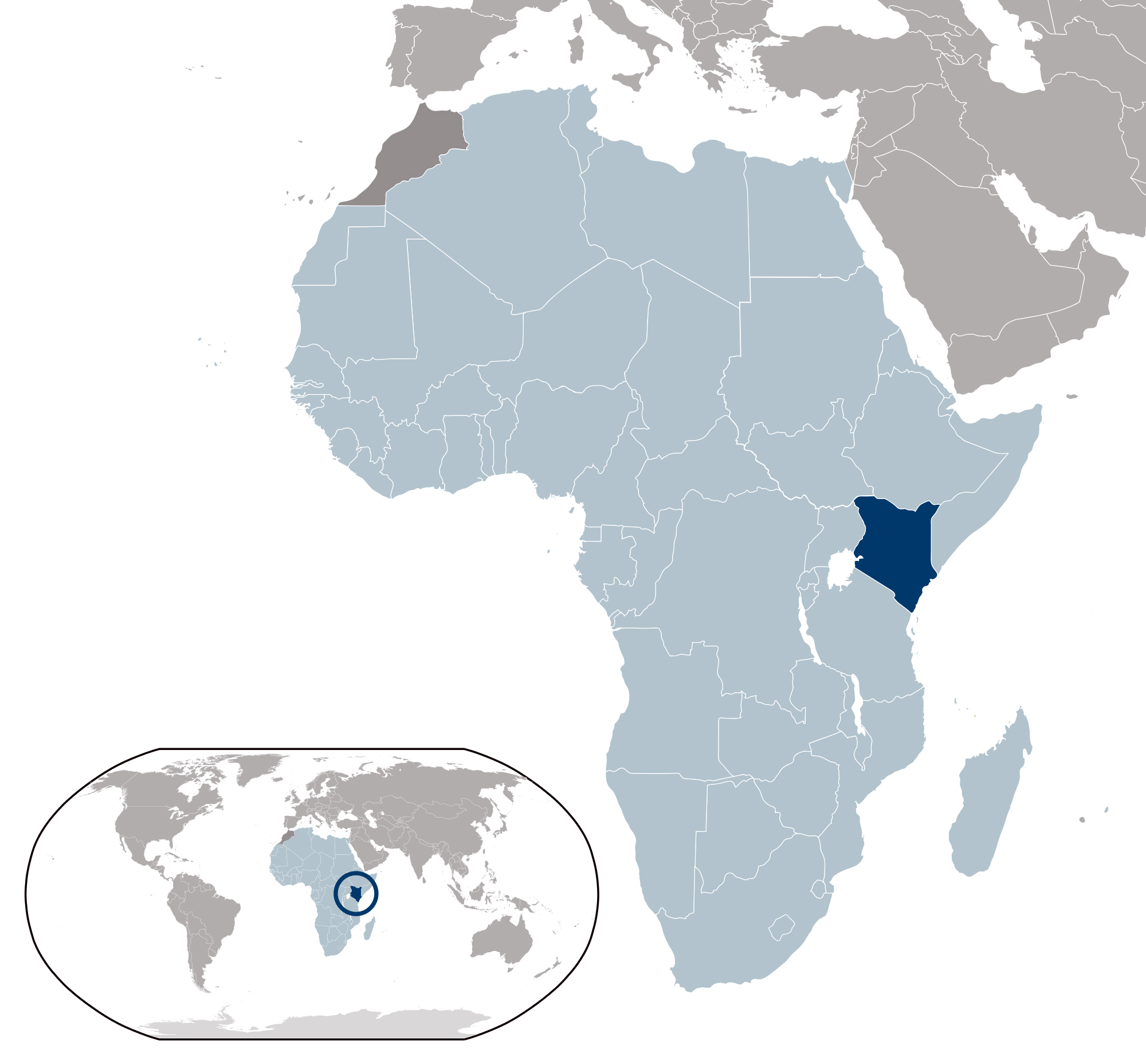 Map of where Kenya is